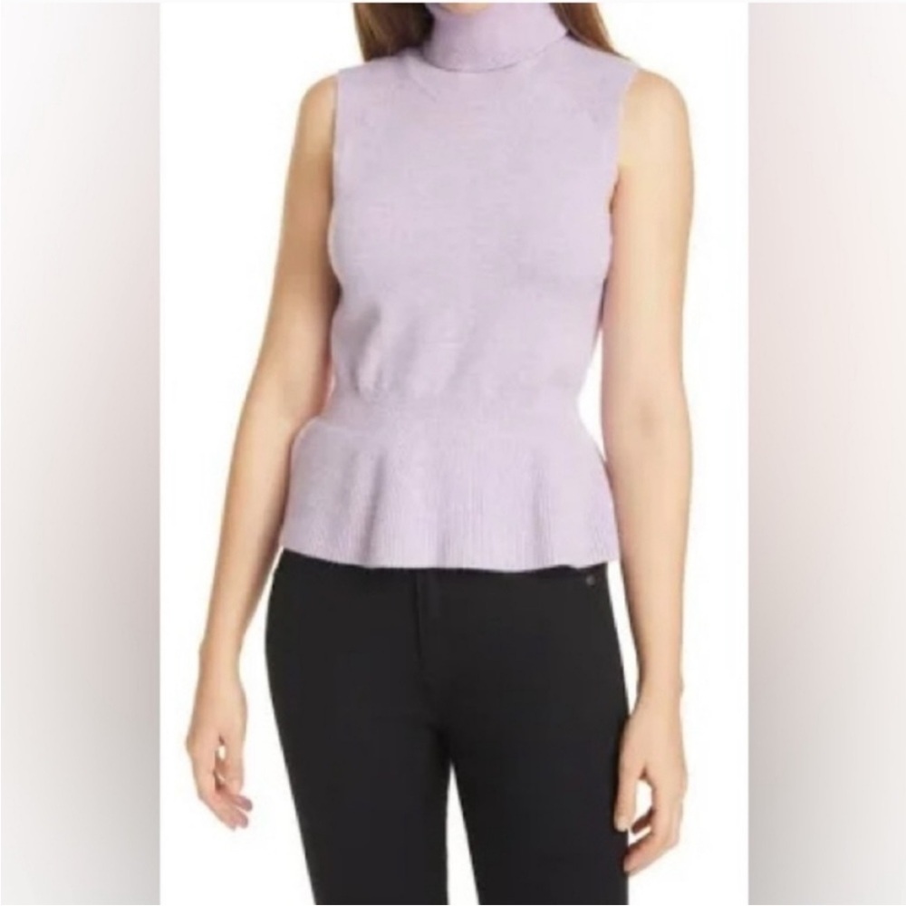 Veronica Beard Lilac Noor Sleeveless 100% Cashmere Turtleneck Sweater Sz M